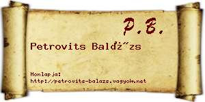Petrovits Balázs névjegykártya
