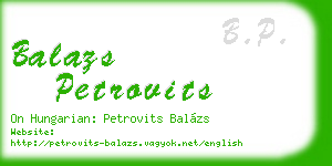 balazs petrovits business card