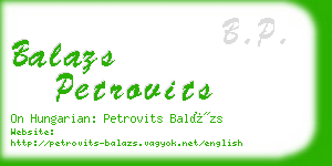 balazs petrovits business card